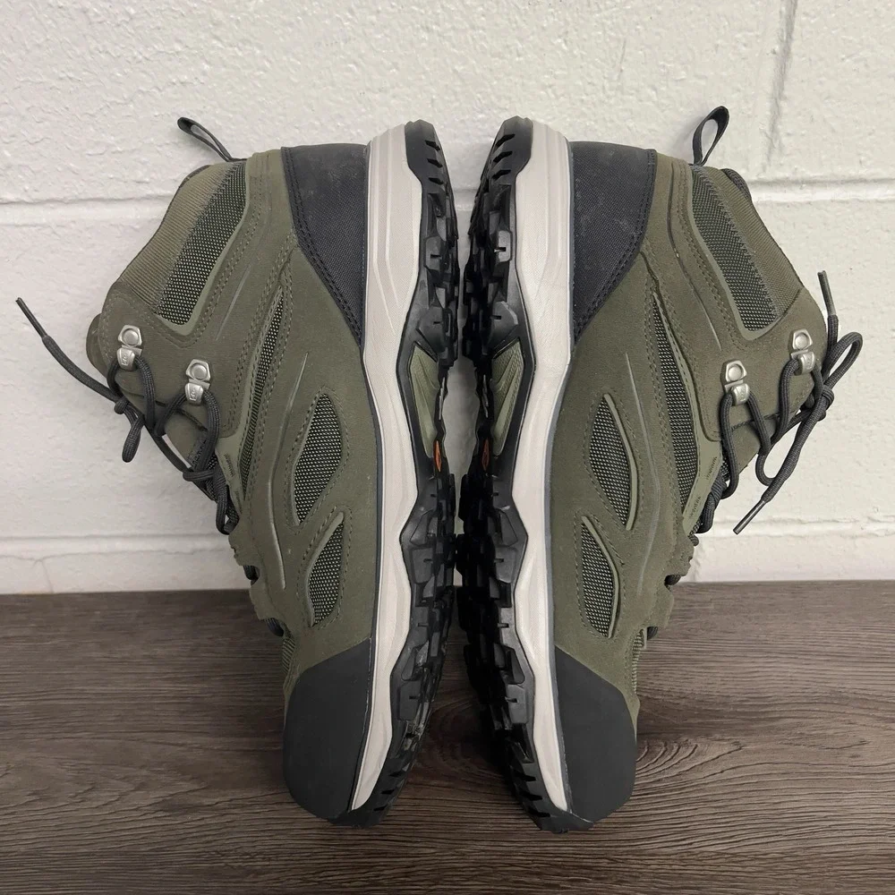 Quechua MH100 Mid Waterproof Hiking Boots Olive Green Men's Size 10.5 EU 44